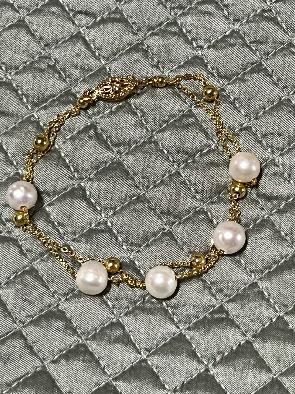 AAA 7-8MM SOUTH SEA WHITE PEARL BRACELET 14K YELLOW GOLD CLASP 7-8" Baroque New
